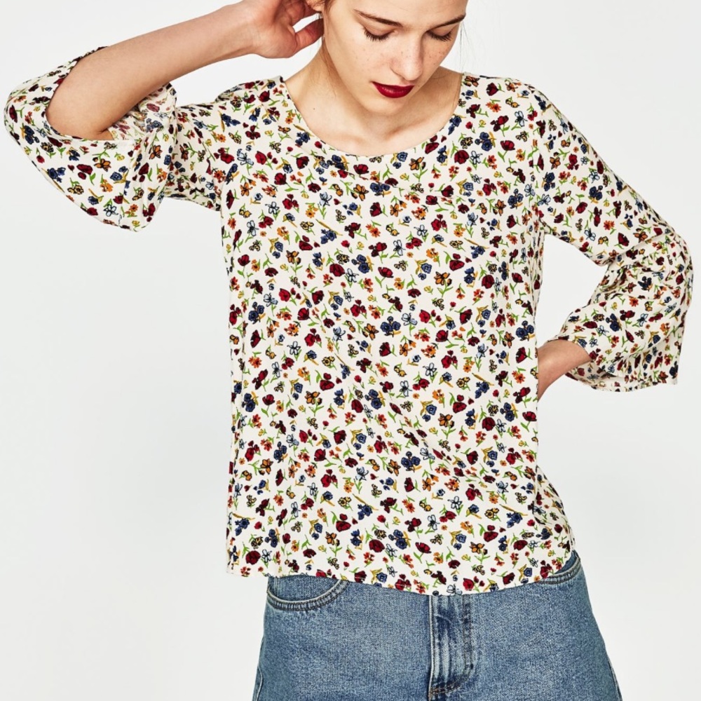 ZARA Flowing floral print top, sz XS